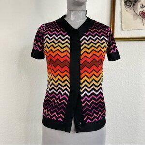 Missoni ZigZag Rainbow Stripe Knit Cardigan Jacket